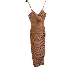 ELLIATT Pippa Bodycon Midi Dress In Tan Size M